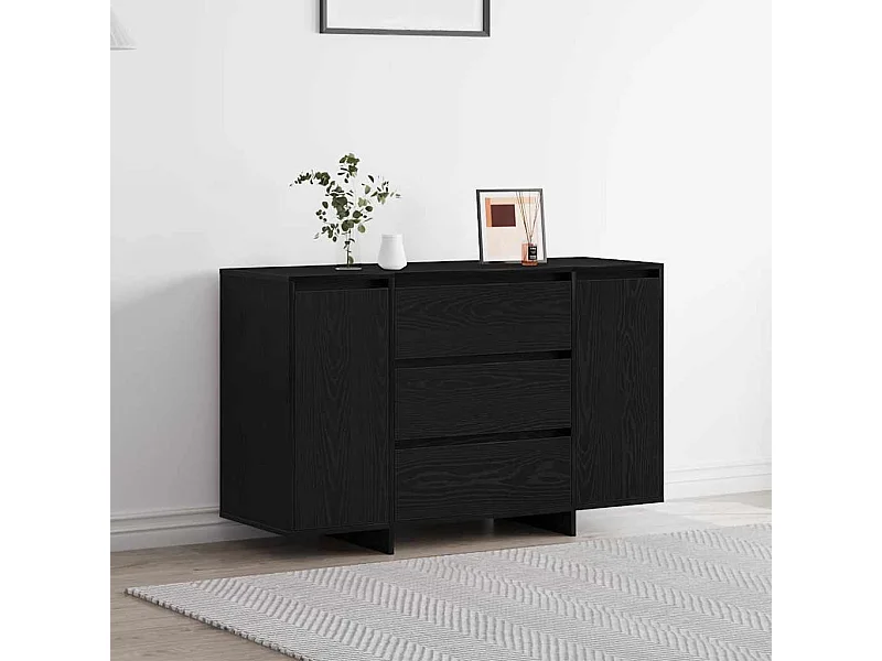 Buffet Noir Chêne 120x41x75 cm Bois d'ingénierie