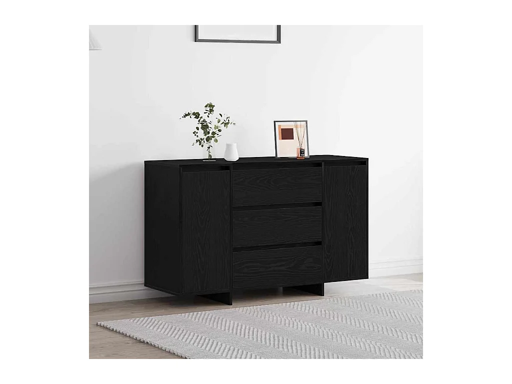 Buffet Noir Chêne 120x41x75 cm Bois d'ingénierie