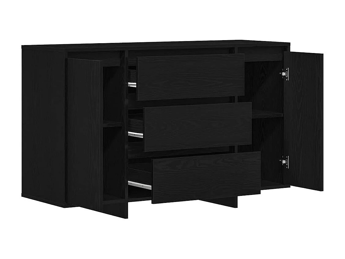 Buffet Noir Chêne 120x41x75 cm Bois d'ingénierie