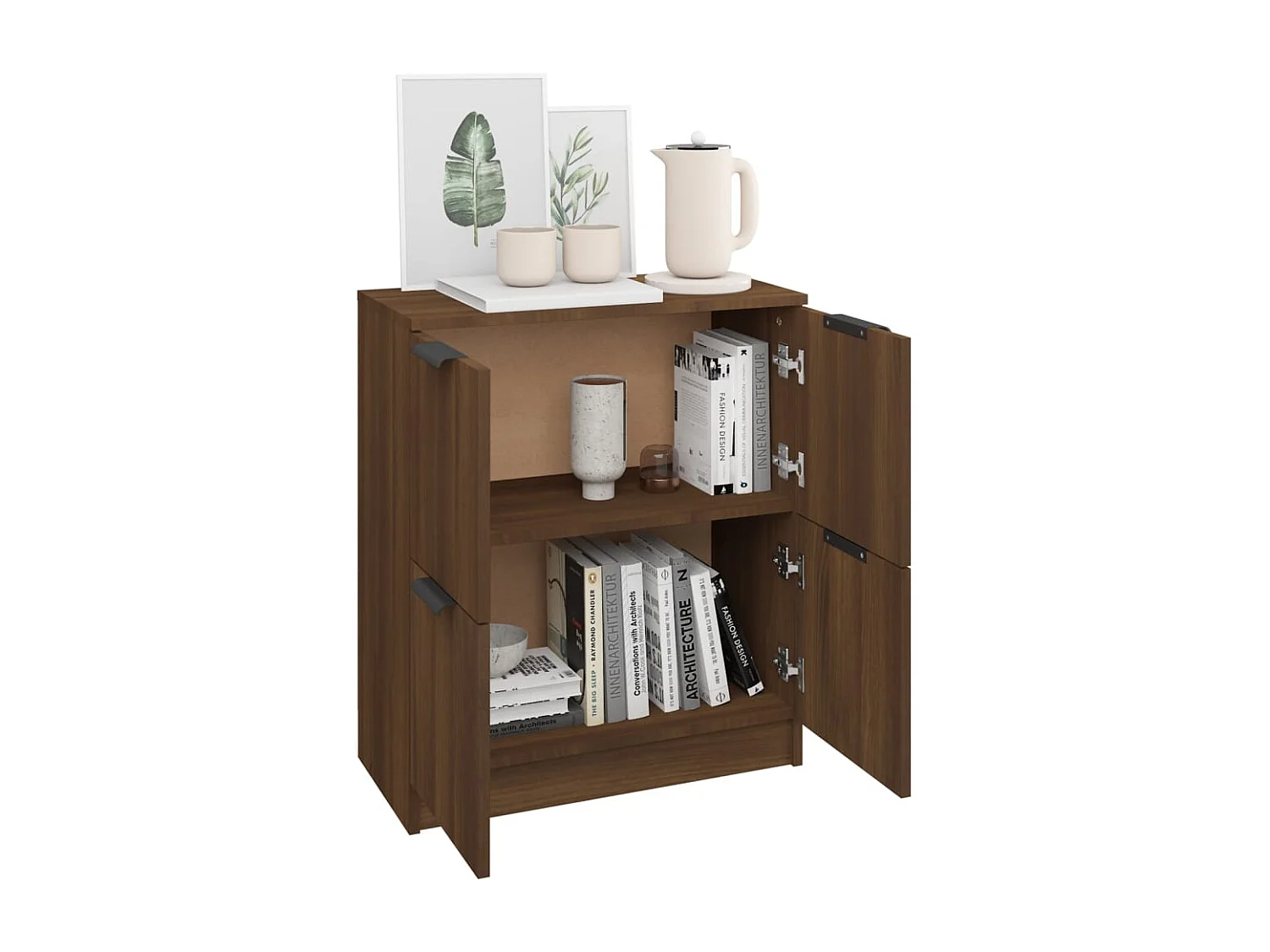 Aparador de roble marrón 60x30x70 cm Madera de ingeniería