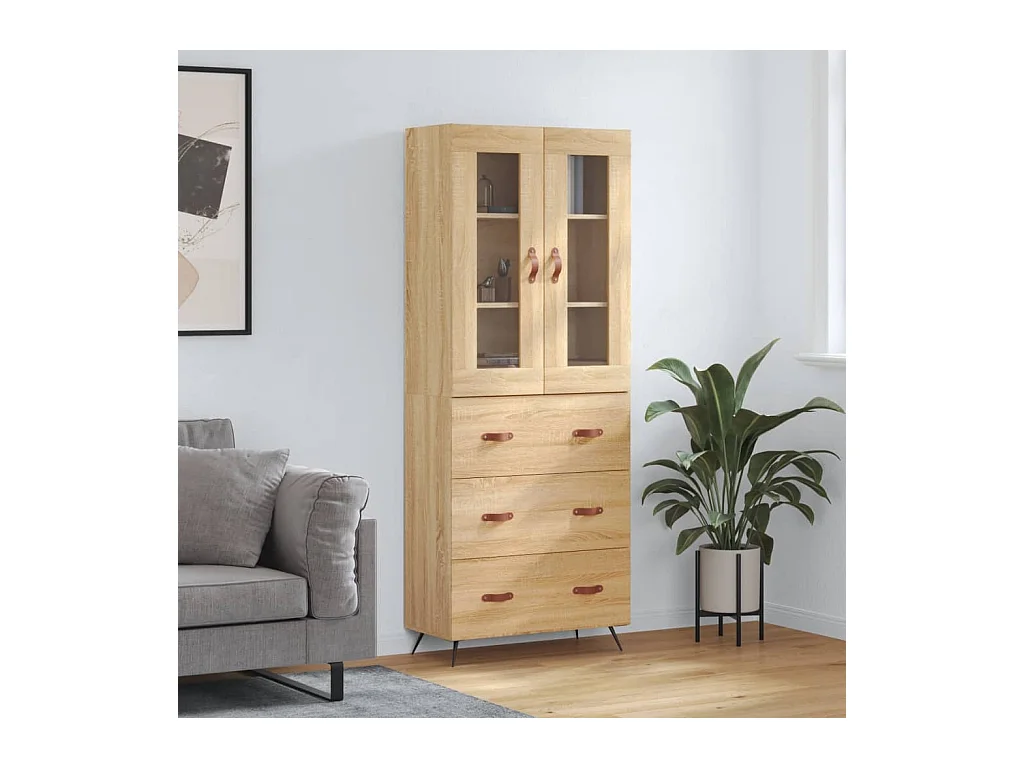 Buffet haut Chêne sonoma 69,5x34x180 cm Bois d'ingénierie