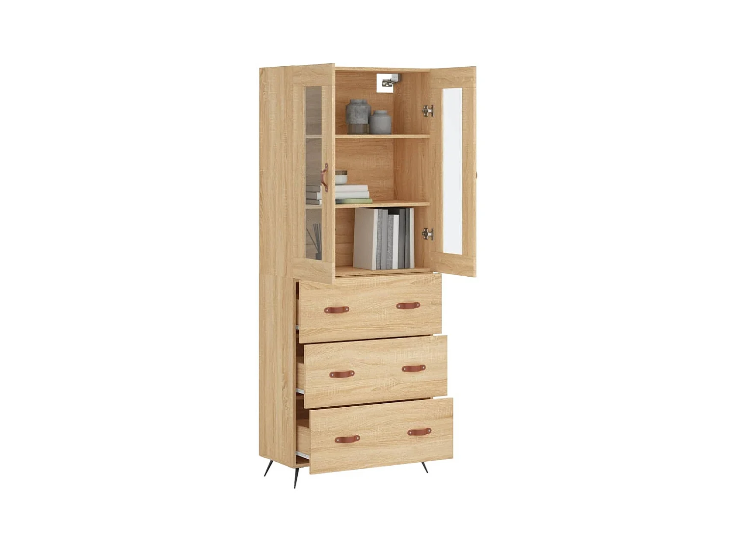 Buffet haut Chêne sonoma 69,5x34x180 cm Bois d'ingénierie