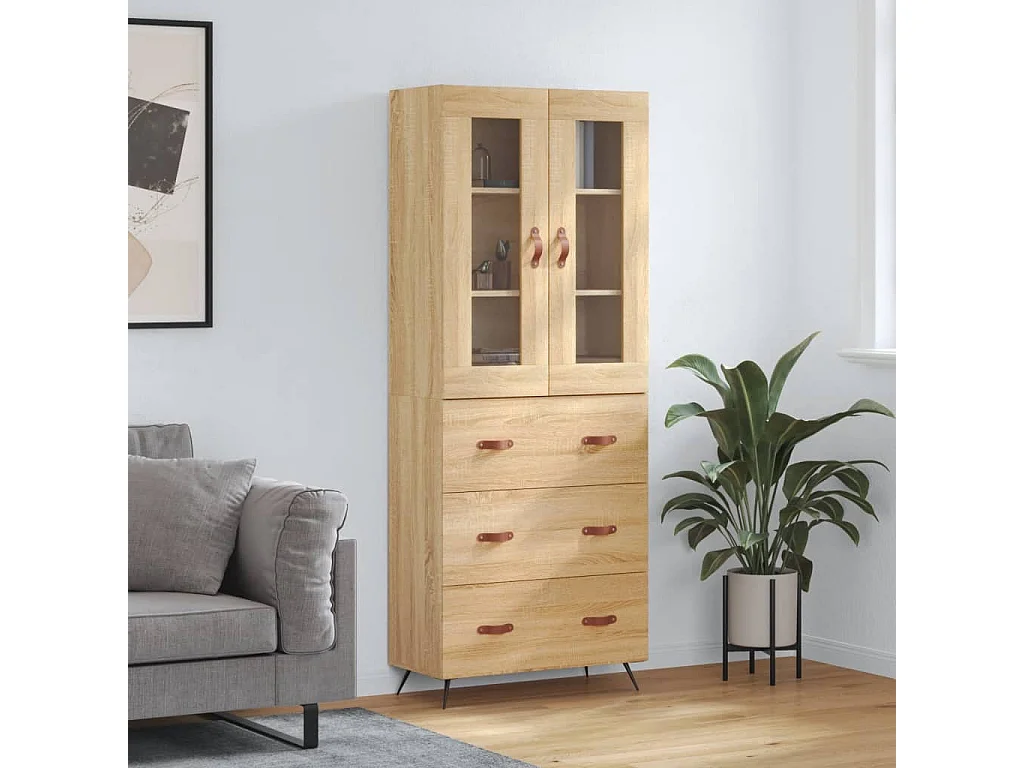 Buffet haut Chêne sonoma 69,5x34x180 cm Bois d'ingénierie