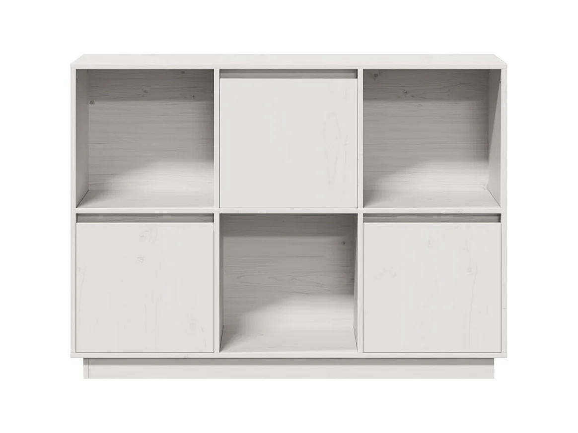 Buffet Blanc 110,5x35x80 cm Bois massif de pin