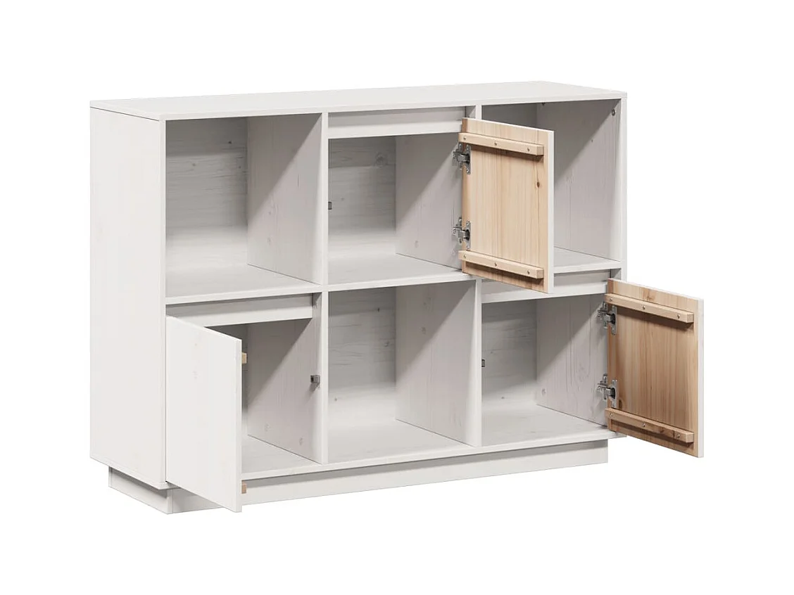 Buffet Blanc 110,5x35x80 cm Bois massif de pin