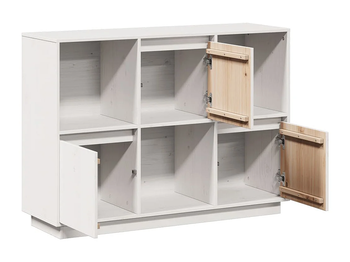 Buffet Blanc 110,5x35x80 cm Bois massif de pin
