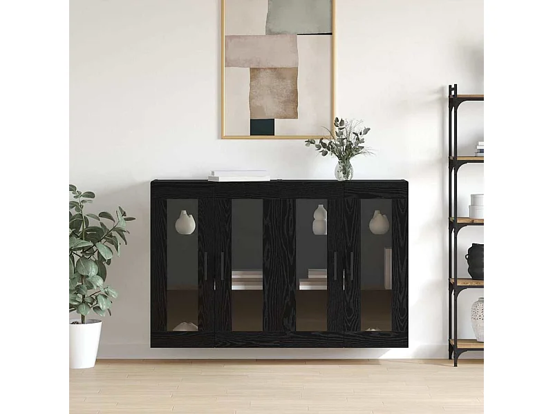 Pensili 2 pezzi Rovere Nero 69,5 x 34 x 90 cm