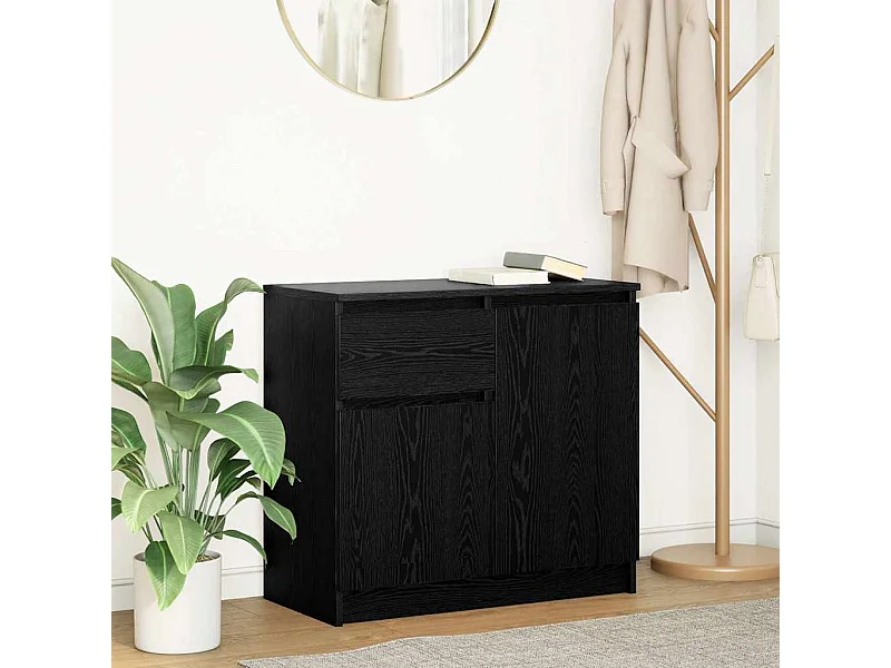 Buffet avec tiroir chêne noir 71x35x65 cm bois d'ingénierie