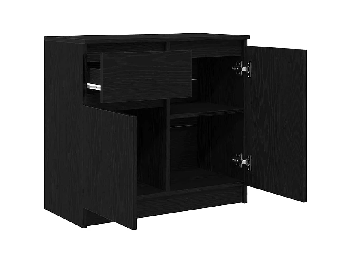 Buffet avec tiroir chêne noir 71x35x65 cm bois d'ingénierie