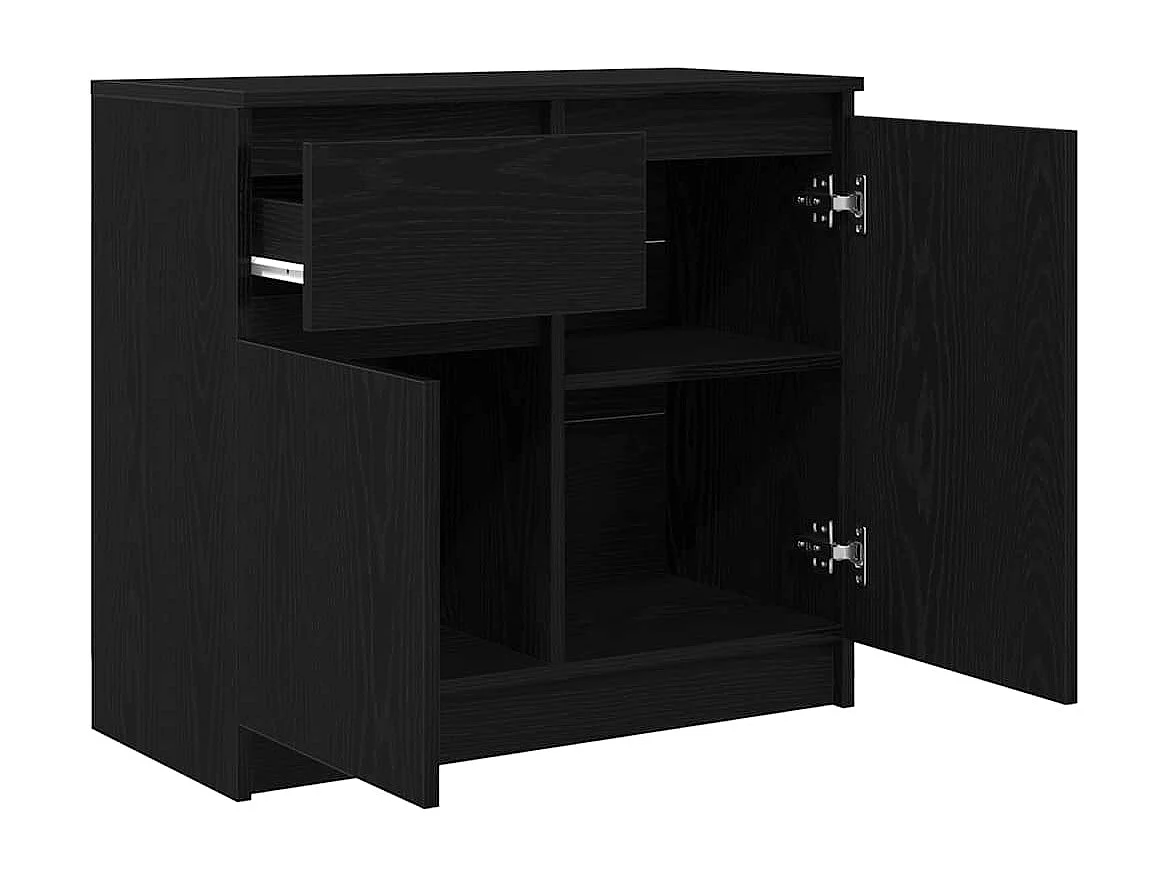 Buffet avec tiroir chêne noir 71x35x65 cm bois d'ingénierie