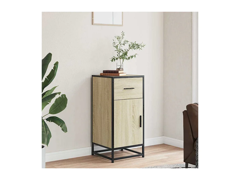 Credenza in rovere Sonoma 35,5x35x76 cm in legno ingegnerizzato e metallo