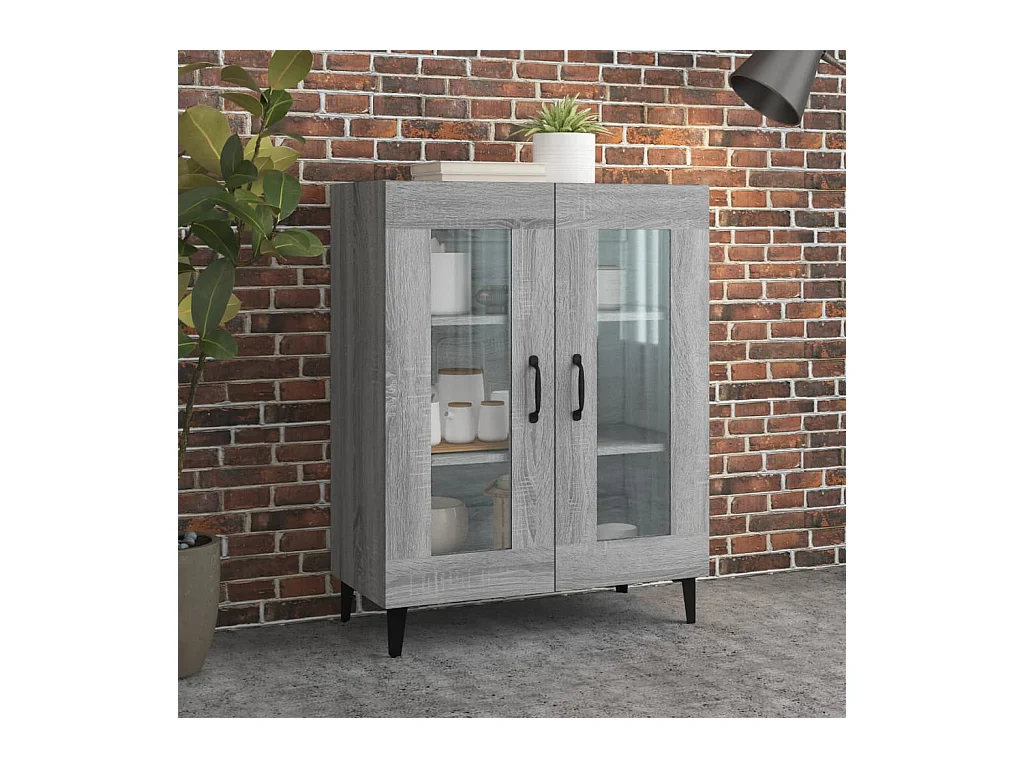 Credenza Sonoma grigia 69,5x34x90 cm in legno ingegnerizzato