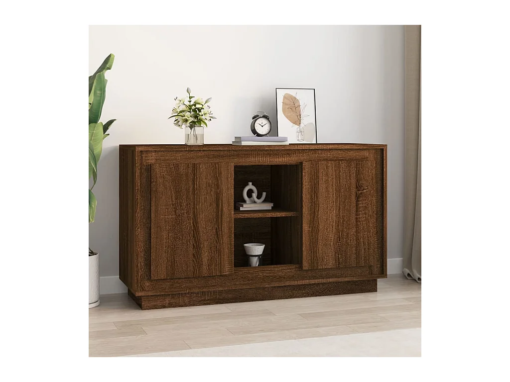 Buffet chêne marron 102x35x60 cm bois d'ingénierie