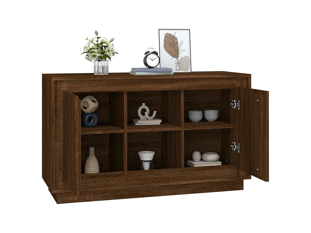 Buffet chêne marron 102x35x60 cm bois d'ingénierie