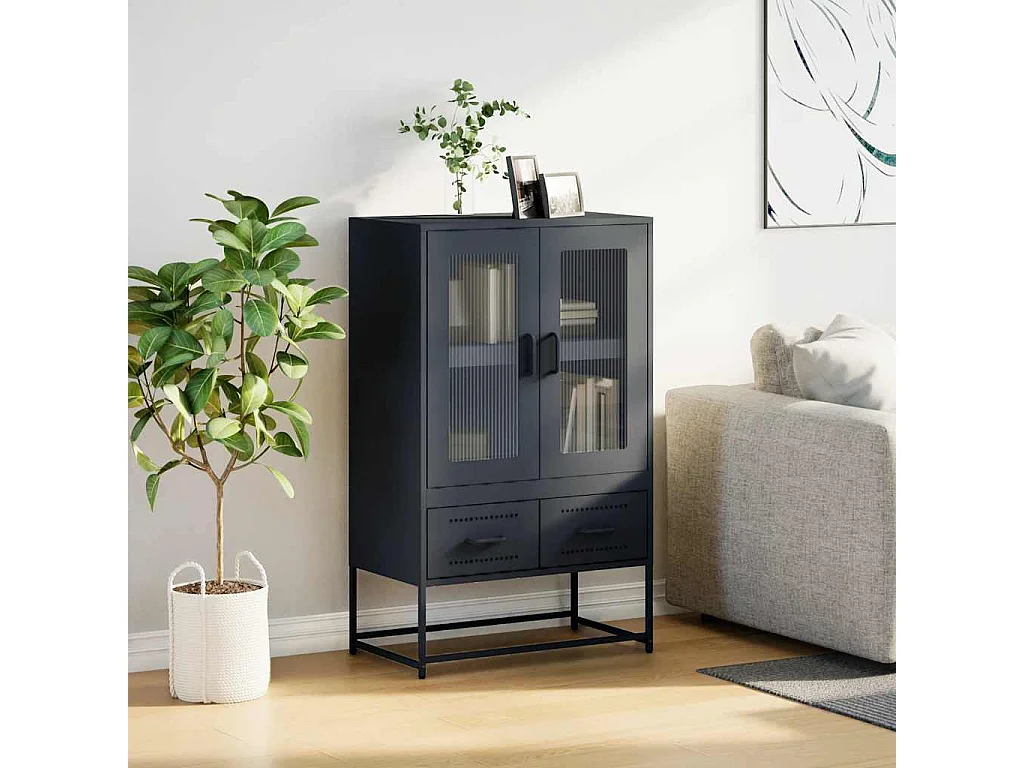 Buffet haut anthracite 68x39x111,5 cm acier