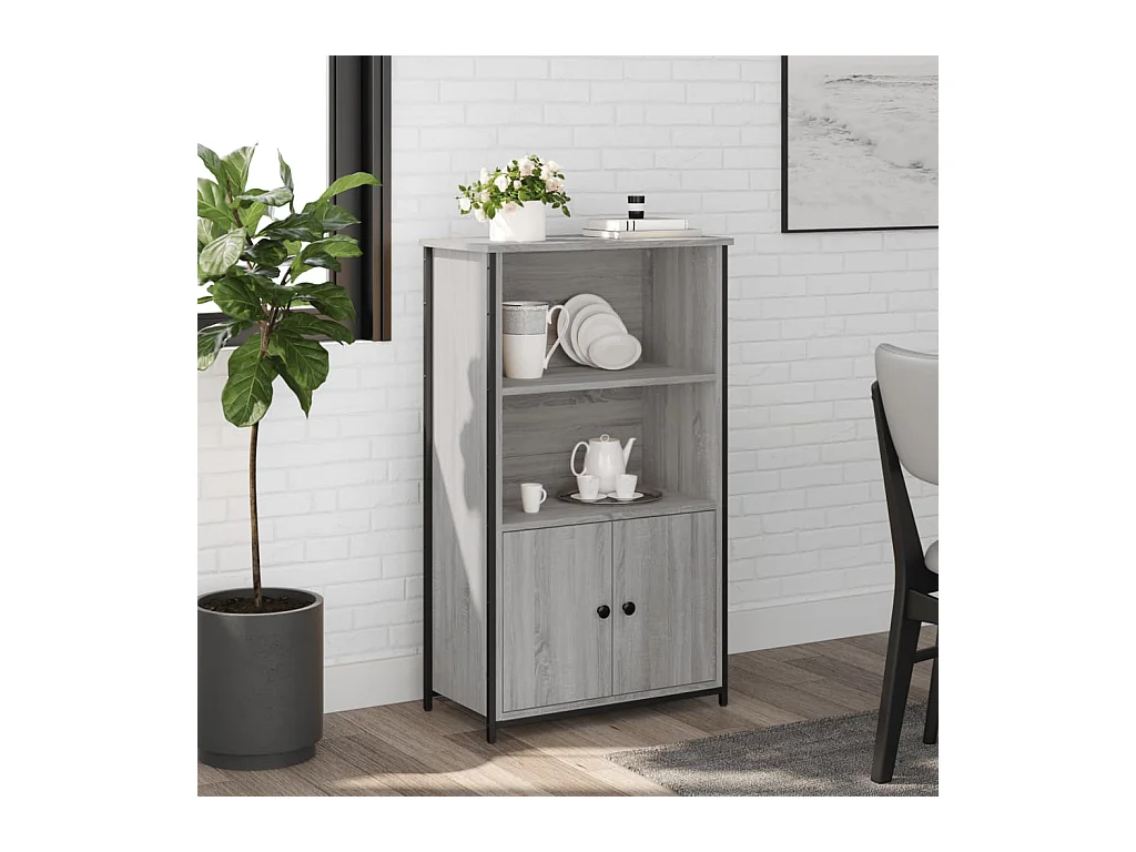 Sonoma grijs hoog dressoir 62x32x103,5 cm bewerkt hout