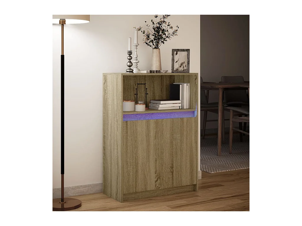 Buffet avec LED chêne sonoma 72x34x100 cm bois d'ingénierie