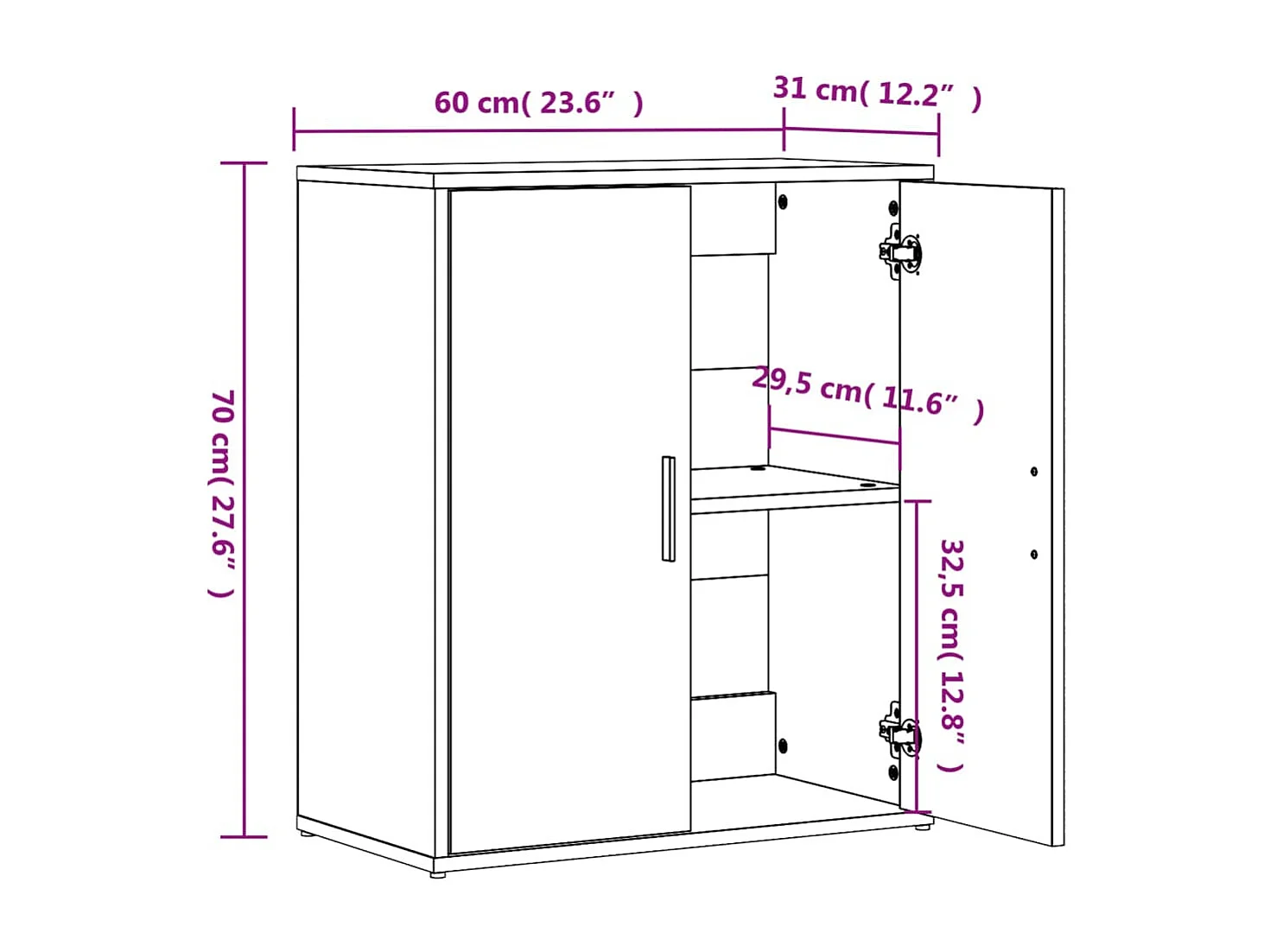 Credenze 2 pezzi grigio sonoma 60x31x70 cm in legno ingegnerizzato