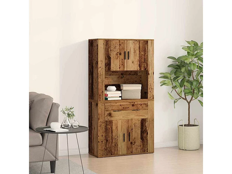 Gealtertes Highboard 80x33x150 cm aus Holzwerkstoff