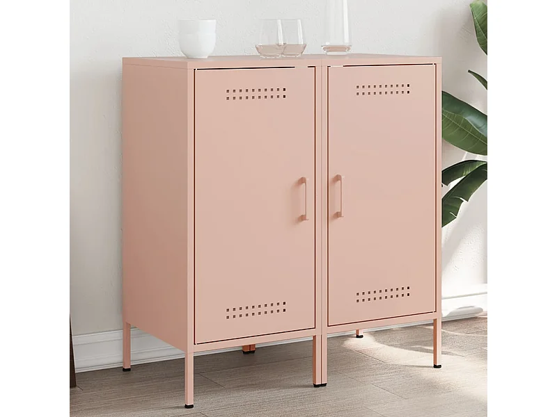 Credenze 2 pezzi rosa 36x39x79 cm acciaio