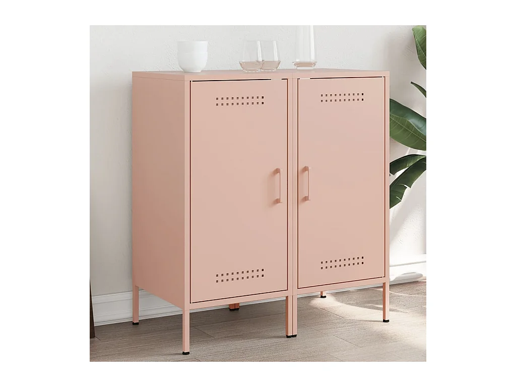 Buffets 2 pcs rose 36x39x79 cm acier