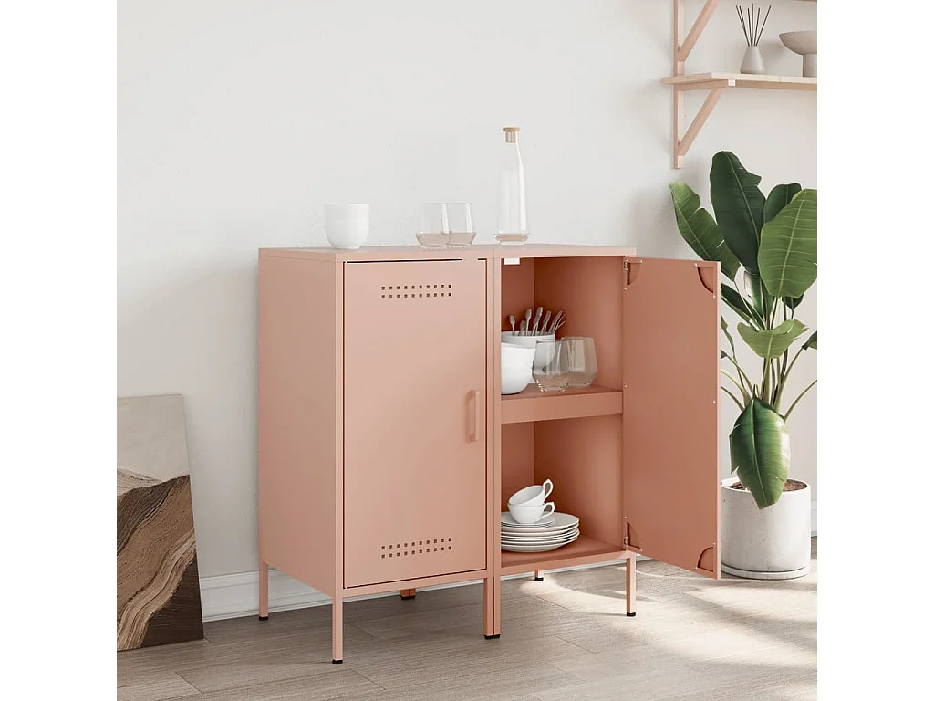 Buffets 2 pcs rose 36x39x79 cm acier