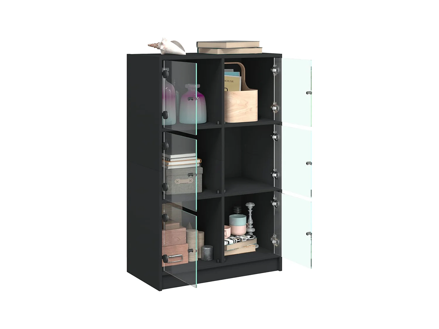 Buffet haut avec portes noir 68x37x109 cm bois d'ingénierie