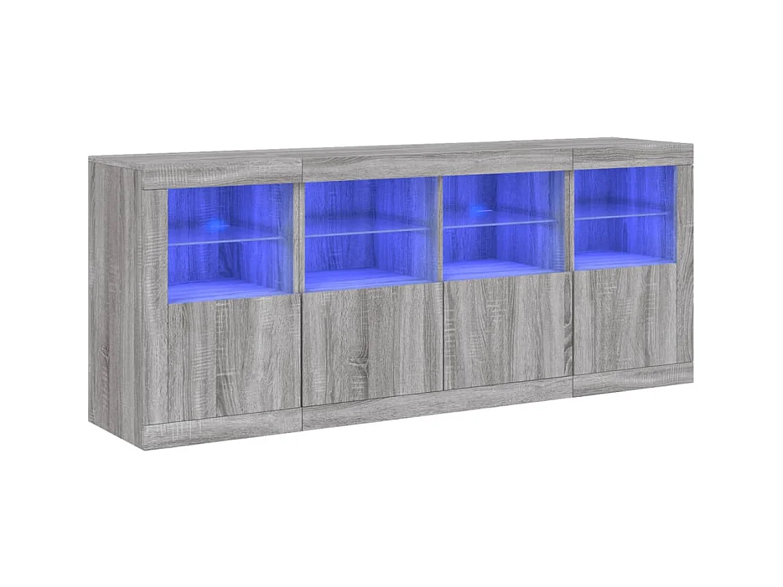 Buffet avec lumières LED sonoma gris 163x37x67 cm