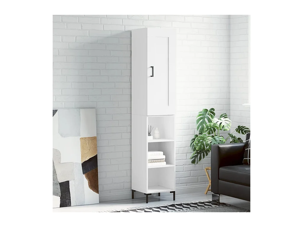 Wit hoog dressoir 34,5x34x180 cm Technisch hout