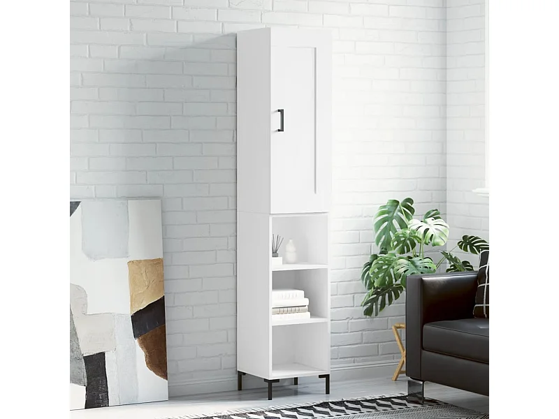 Buffet haut Blanc 34,5x34x180 cm Bois d'ingénierie