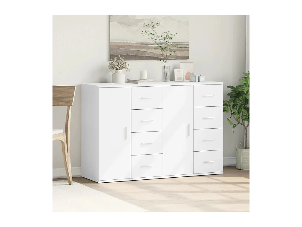 Buffets 2 pcs blanc 59x39x80 cm bois d'ingénierie