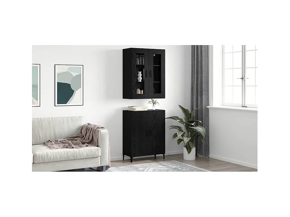 Haut Armoire Chêne noir 69,5 x 34 x 90 cm Bois d'ingénierie