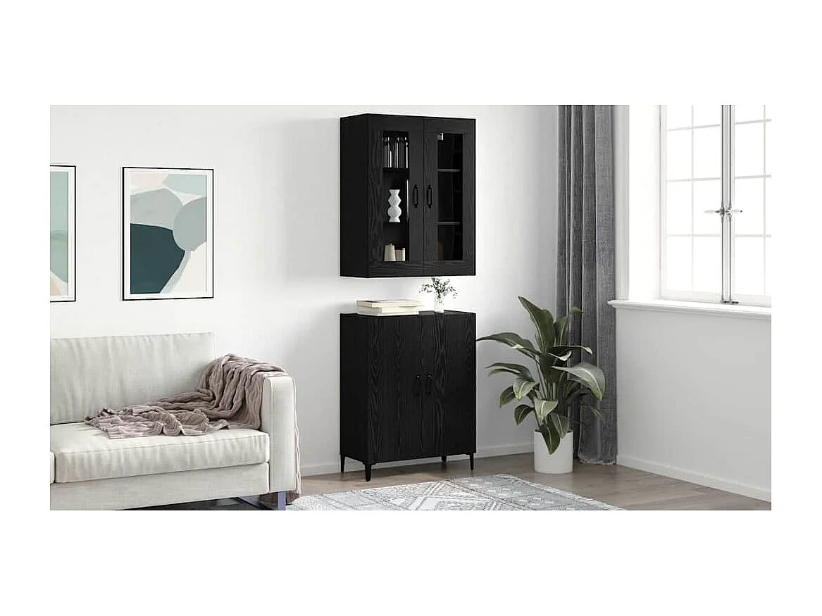 Haut Armoire Chêne noir 69,5 x 34 x 90 cm Bois d'ingénierie