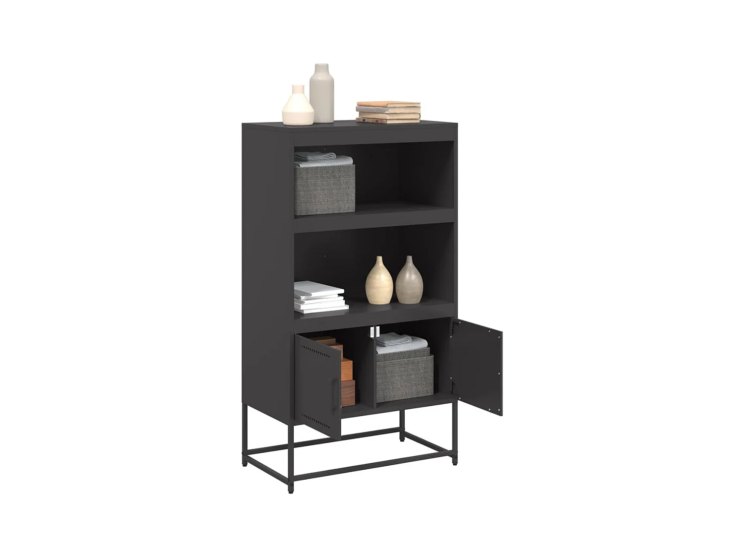 Buffet haut noir 68,5x38,5x123,5 cm acier