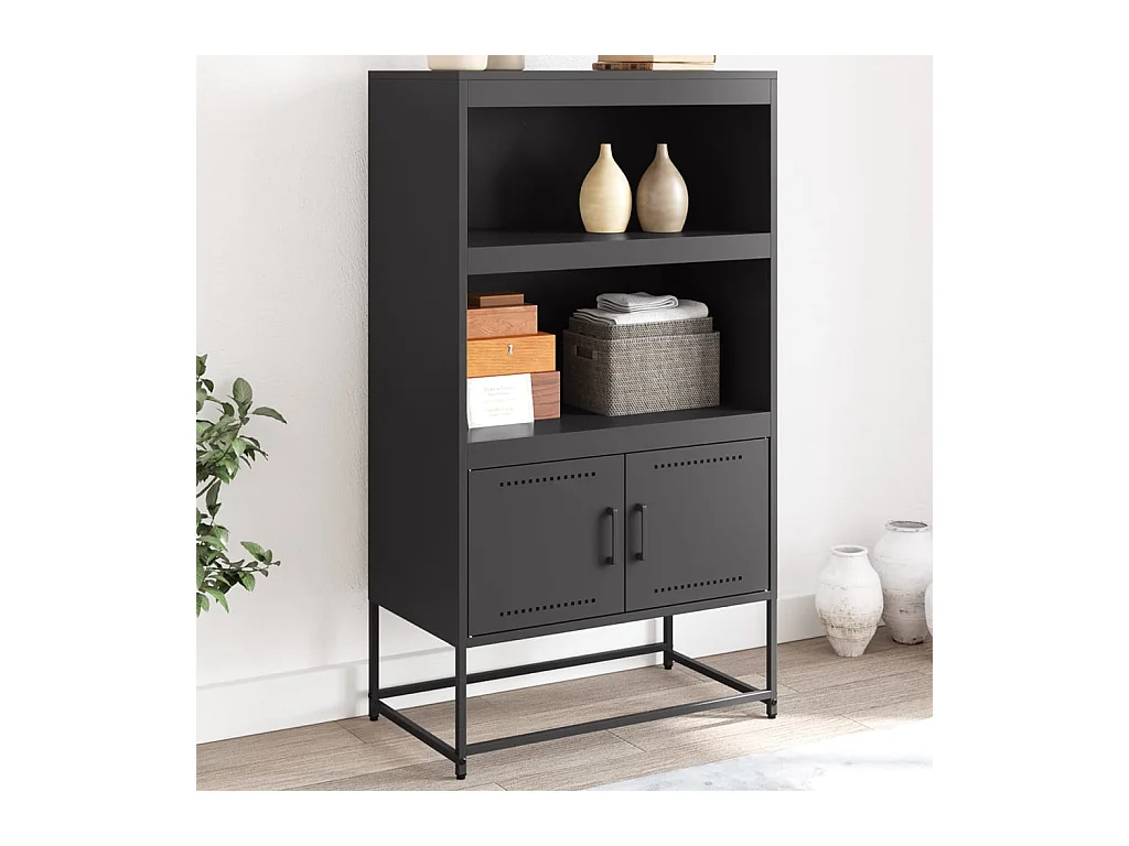 Buffet haut noir 68,5x38,5x123,5 cm acier