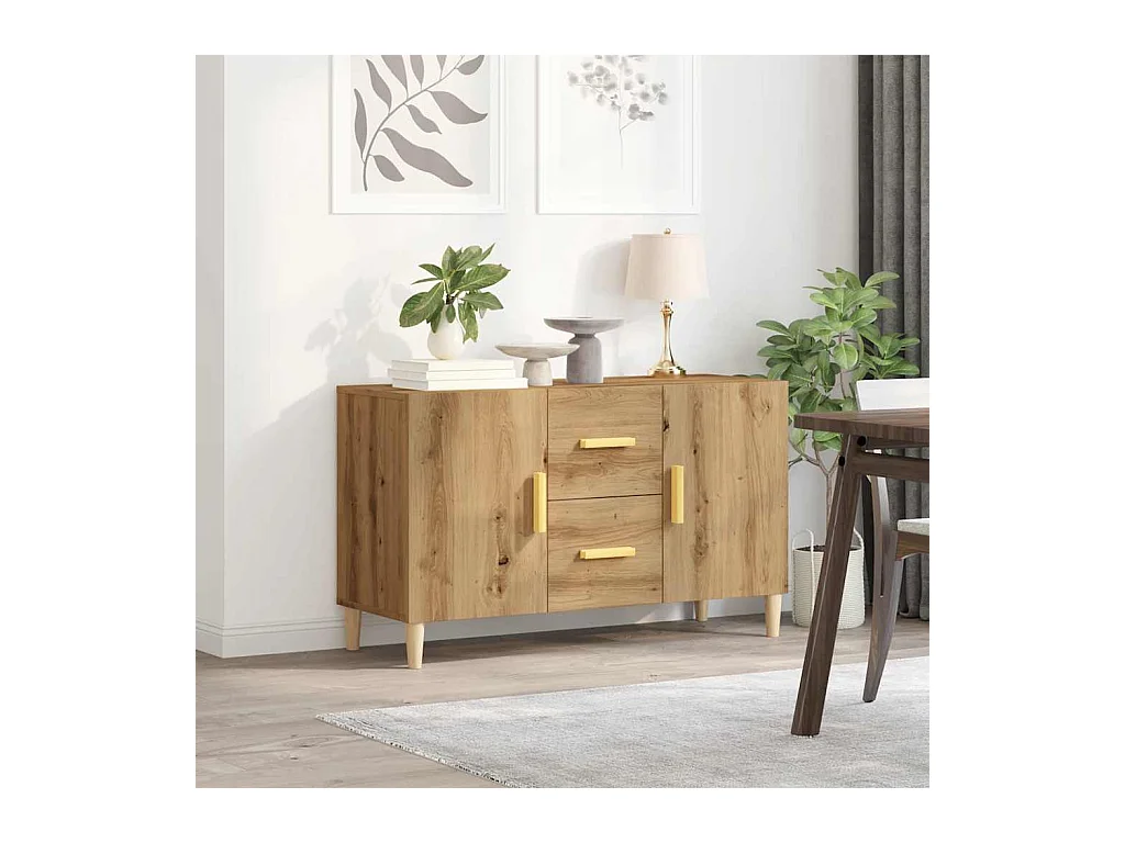 Buffet chêne artisanal 100x36x60 cm bois d'ingénierie