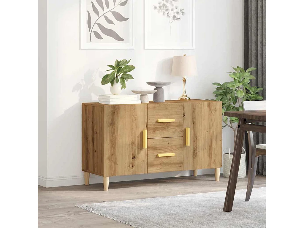 Handgemaakt eikenhouten dressoir 100x36x60 cm bewerkt hout