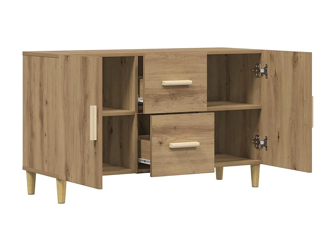 Handgemaakt eikenhouten dressoir 100x36x60 cm bewerkt hout