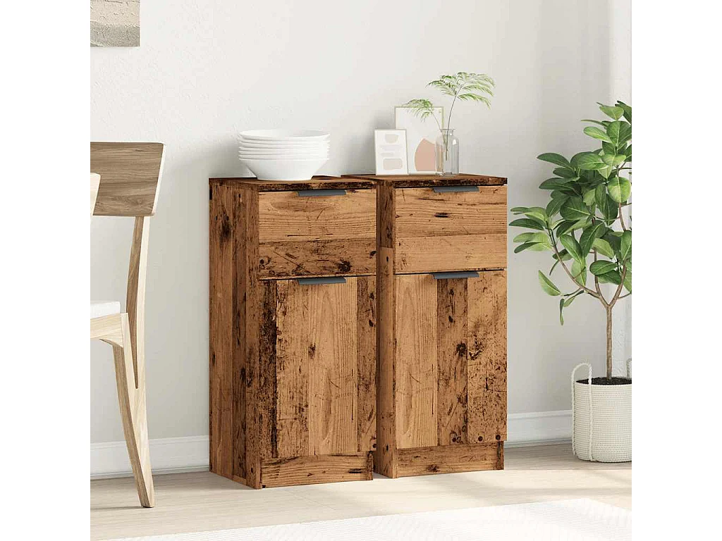 Sideboards 2 Stk. Altholz 30x30x70 cm Holzwerkstoff