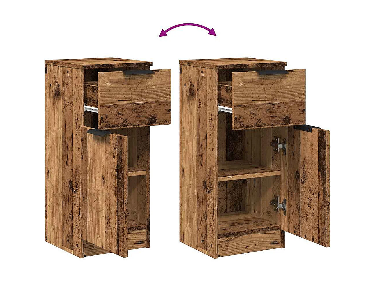 Sideboards 2 Stk. Altholz 30x30x70 cm Holzwerkstoff