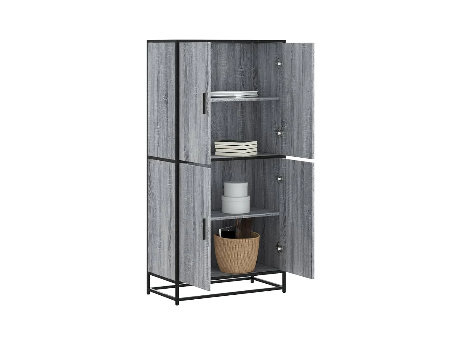 Sonoma grijs hoog dressoir 68x35x139 cm bewerkt hout