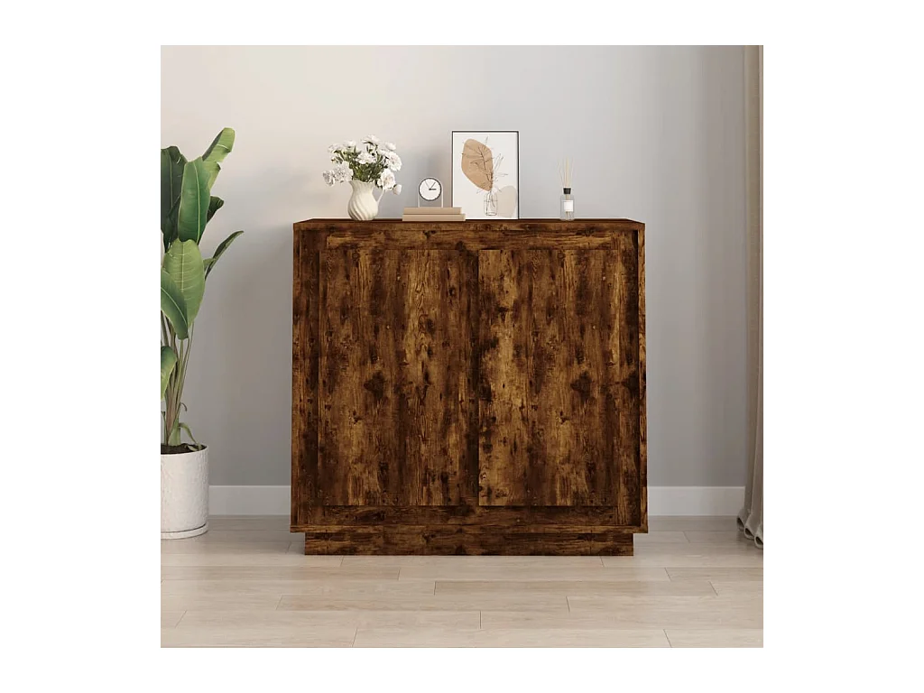 Buffet chêne fumé 80x34x75 cm bois d'ingénierie