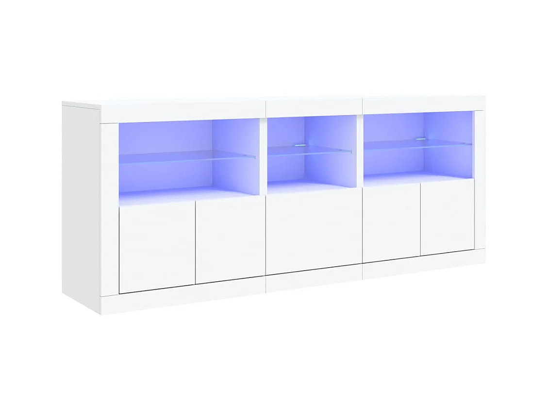 Buffet avec lumières LED blanc 162x37x67 cm