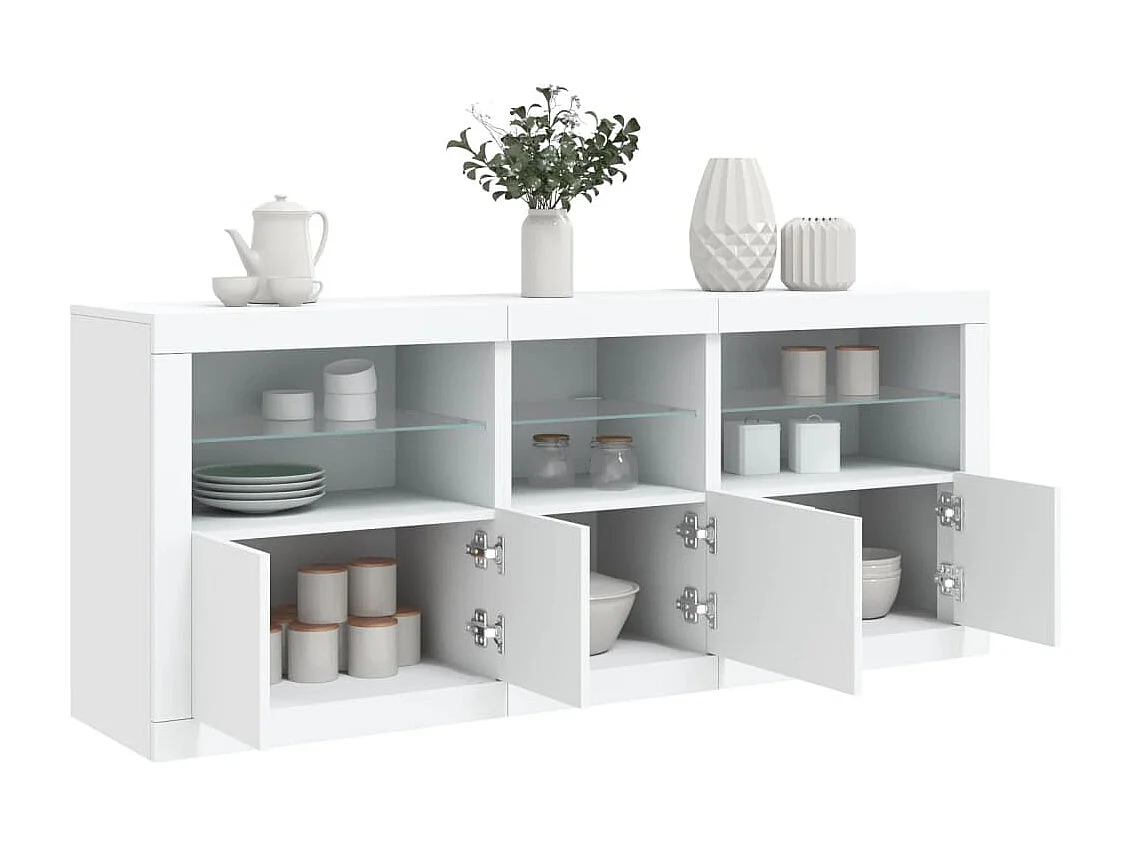 Buffet avec lumières LED blanc 162x37x67 cm