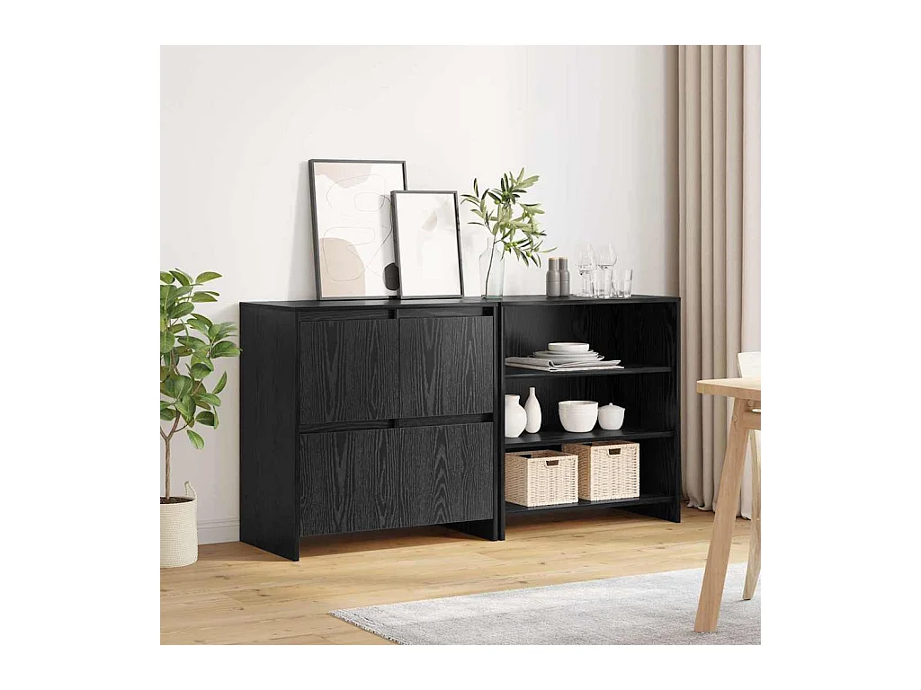 Buffet 2 pcs Chêne noir 70 x 41 x 75 cm Bois d'ingénierie