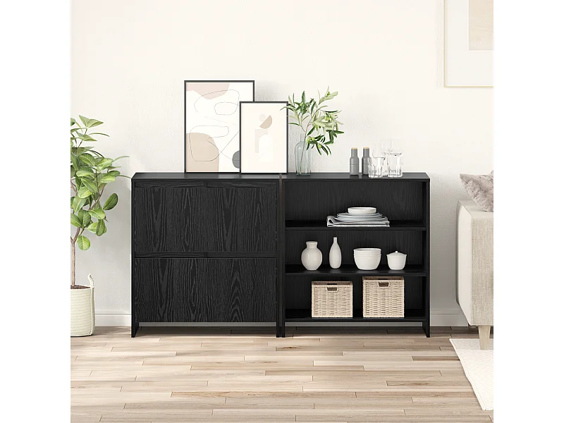 Buffet 2 pcs Chêne noir 70 x 41 x 75 cm Bois d'ingénierie