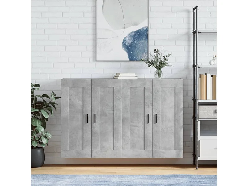 Armoires murales 2 pcs gris béton bois d'ingénierie