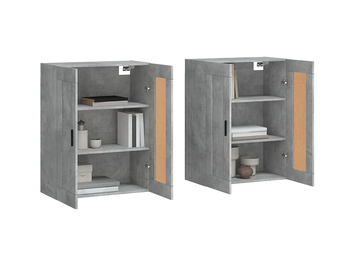 Armoires murales 2 pcs gris béton bois d'ingénierie