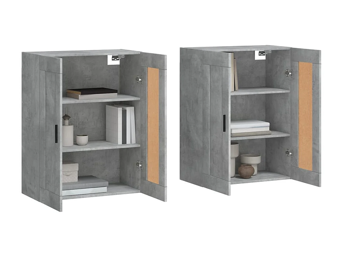 Pensili a 2 pezzi, grigio cemento, legno ingegnerizzato