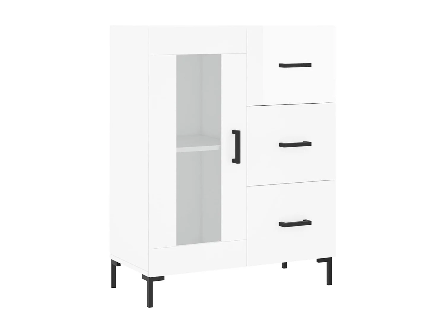 Credenza Bianco lucido 69,5x34x90 cm Legno composito